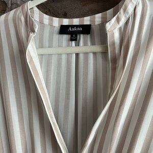 Aakaa Cream and Brown Striped Top